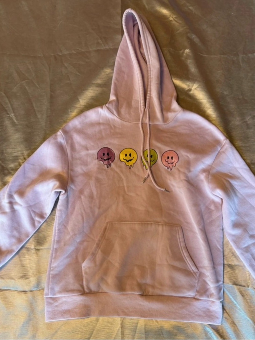 SHEIN Lavender Hoodie with Multicolor Drip Smiley Graphics